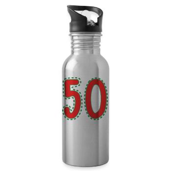 50. 50 YEARS. 50th ANNIVERSARY. 50 YEARS ANNIVERSARY. - Water bottle with straw - silver - Right