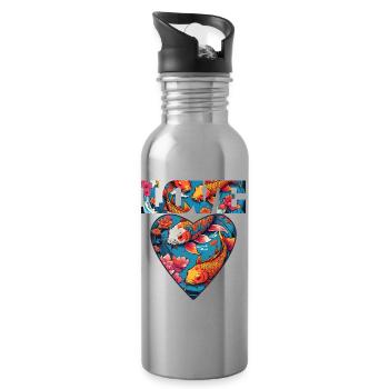 Love - Water bottle with straw - silver - Right