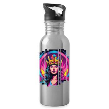 Retro Queen - Water bottle with straw - silver - Right