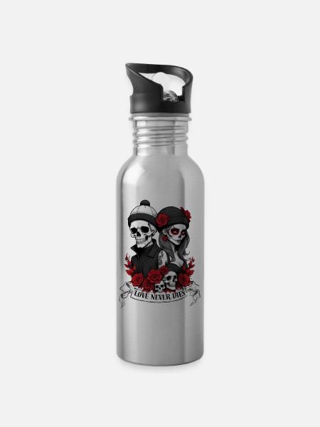 Love Never Dies - Trinkflasche mit integriertem Trinkhalm -