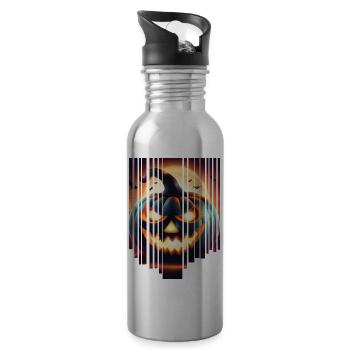 Gruseliger Halloween Kürbis - Trinkflasche mit integriertem Trinkhalm - Lightsilver - Rechts