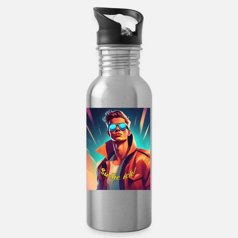 Typ - Trinkflasche mit integriertem Trinkhalm - Lightsilver