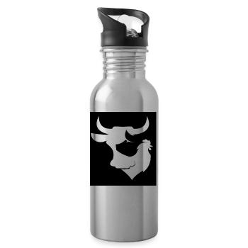 Respektiere Tiere Silhouetten Rind, Schwein, Huhn - Trinkflasche mit integriertem Trinkhalm - Lightsilver - Rechts