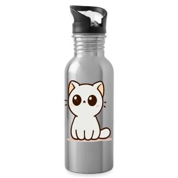 Cat - Water bottle with straw - silver - Right