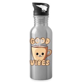 Tasse pour chat mignon - Gourde avec paille intégrée - argent clair - Droite