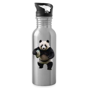 Panda sportif - Gourde avec paille intégrée - argent clair - Droite