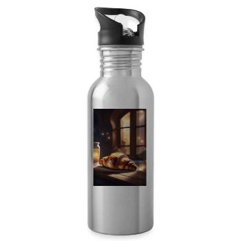 Croissants pastry - Water bottle with straw - silver - Right