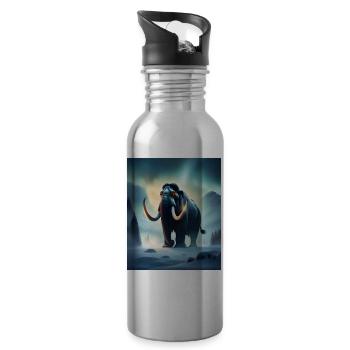 scary evil mammoth - Water bottle with straw - silver - Right