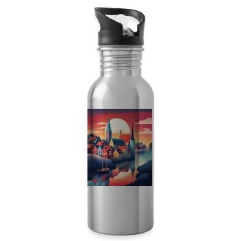Die Stadt Dänemark - Trinkflasche mit integriertem Trinkhalm - Lightsilver - Rechts