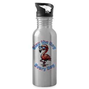 Flamingo Motivation - Water bottle with straw - silver - Right