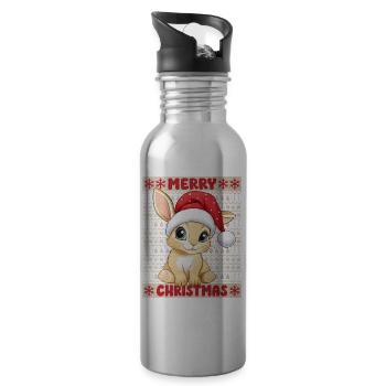 Bunny Rabbit Ugly Christmas Christmas Xmas Cute - Water bottle with straw - silver - Right