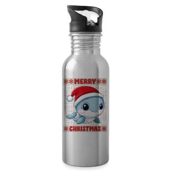 Baleine Bleu Baleine Moche Noël Noël Doux - Gourde avec paille intégrée - argent clair - Droite