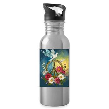 Peace - Water bottle with straw - silver - Right