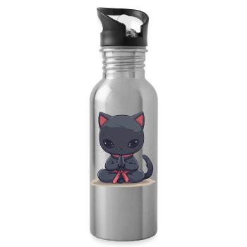 Cat Yoga, Chemise d’amoureux des chats, Sacs, Chemise, Débardeur - Gourde avec paille intégrée - argent clair - Droite