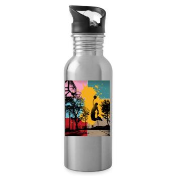 Basketball Basketballer Spieler Fan Vintage Retro - Trinkflasche mit integriertem Trinkhalm - Lightsilver - Rechts
