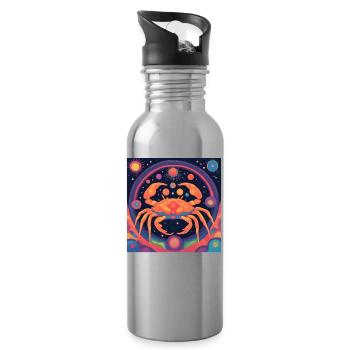 Krebs krebse Sternzeichen Geschenk - Trinkflasche mit integriertem Trinkhalm - Lightsilver - Rechts