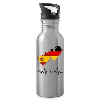 Spanien und Deutschland - Trinkflasche mit integriertem Trinkhalm - Lightsilver - Rechts