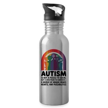 Embracing Neurodiversity - Autism Spectrum - Water bottle with straw - silver - Right