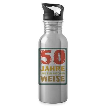 Spruch 50 - Trinkflasche mit integriertem Trinkhalm - Lightsilver - Rechts