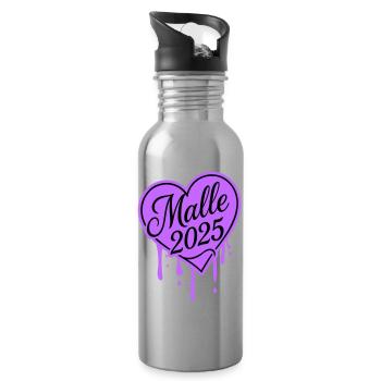 Malle 2025 Herz Liebe - Trinkflasche mit integriertem Trinkhalm - Lightsilver - Rechts