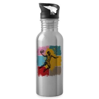 Basketball Basketballer Spieler Fan Vintage Retro - Trinkflasche mit integriertem Trinkhalm - Lightsilver - Rechts