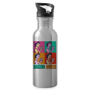 Backen Torte Backkönigin Backfee Bäckerin Pop Art - Trinkflasche mit integriertem Trinkhalm - Lightsilver - Rechts