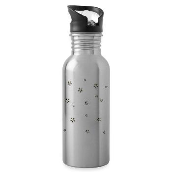 Floral pattern in a simple style - Water bottle with straw - silver - Right