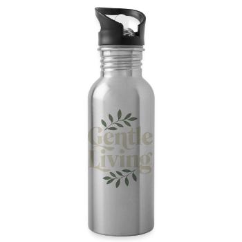 Gentle Living – Vintage Leaves - Water bottle with straw - silver - Right