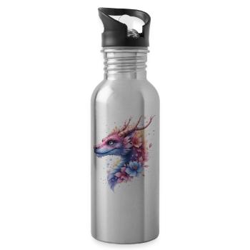 Dragon Fleur Bleu - Gourde avec paille intégrée - argent clair - Droite