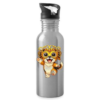 Karneval Beagle Verkleidung Fasching Tanzen Freude - Trinkflasche mit integriertem Trinkhalm - Lightsilver - Rechts