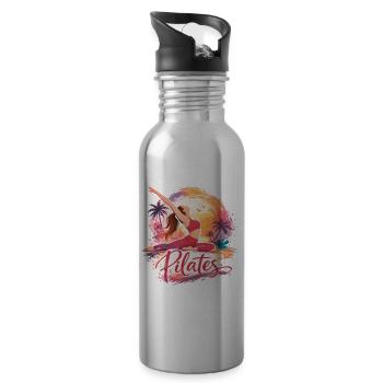Tropical Bedtime Pilates - Water bottle with straw - silver - Right