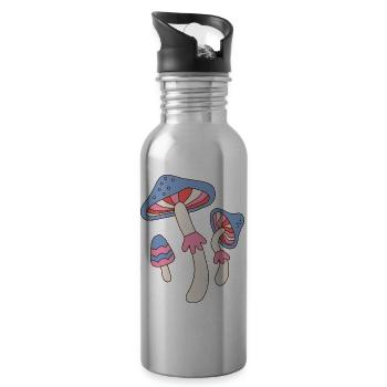 Design vintage de champignons psychédéliques rétro - Gourde avec paille intégrée - argent clair - Droite