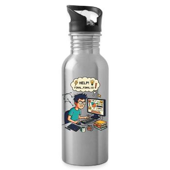 Graphic Designer Chaos Export Panic - Trinkflasche mit integriertem Trinkhalm - Lightsilver - Rechts