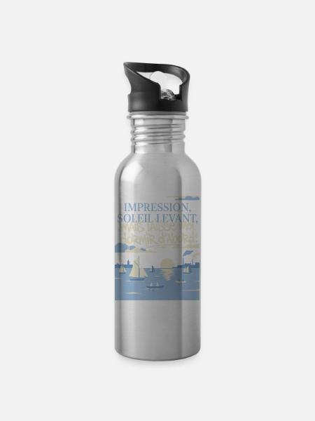 Impression, Sommeil Levant : Art Fatigué - Trinkflasche mit integriertem Trinkhalm - Lightsilver