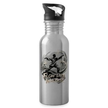 Coule comme de l’eau du tai chi - Gourde avec paille intégrée - argent clair - Droite