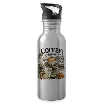 Culture Café Paris Illustration - Gourde avec paille intégrée - argent clair - Droite