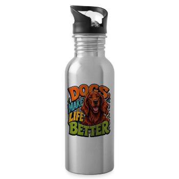 Irish Setter - Water bottle with straw - silver - Right