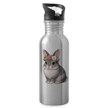 Chinchilla Rabbit - Water bottle with straw - silver - Right