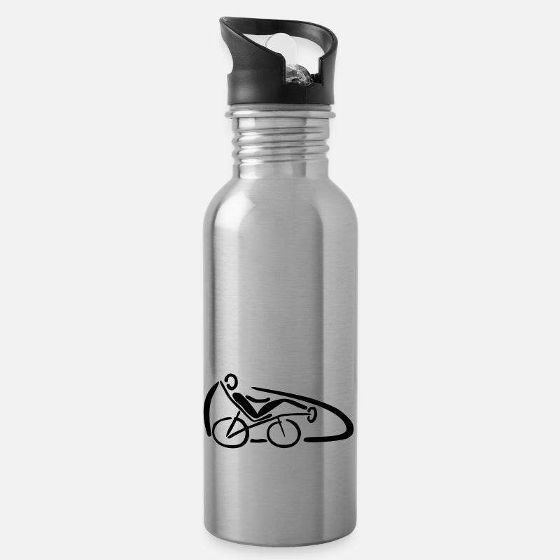 Velomobil - Trinkflasche mit integriertem Trinkhalm - Lightsilver