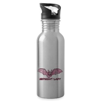 Midnight Lady / Bat / Baby / Gothic / Night - Water bottle with straw - silver - Right