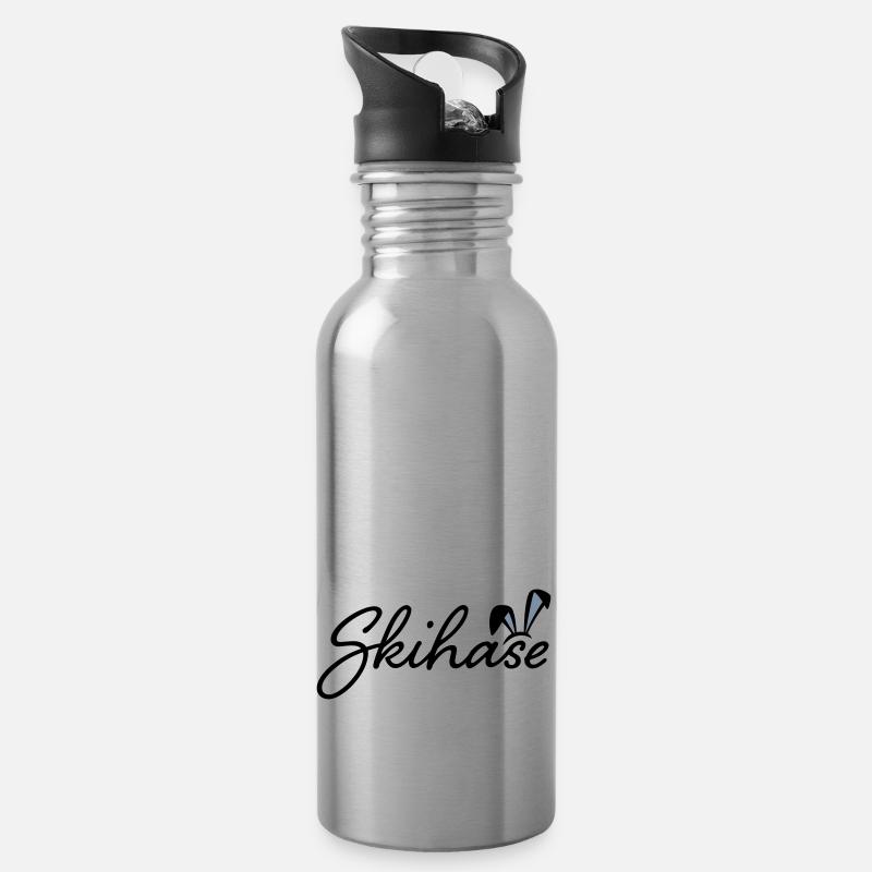 SKIHASE - Trinkflasche mit integriertem Trinkhalm - Lightsilver