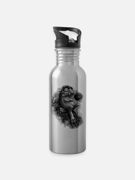 FROG GHOST - Water bottle with straw - silver