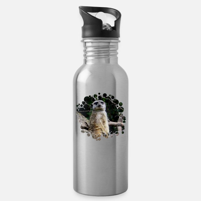 Erdmännchen - Trinkflasche mit integriertem Trinkhalm - Lightsilver