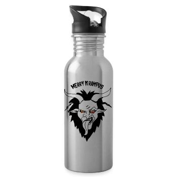Merry Krampus Nikolaus - Water bottle with straw - silver - Right