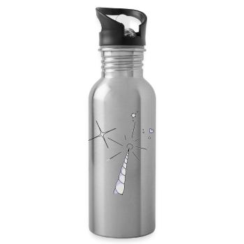 Einhorn Horn - Trinkflasche mit integriertem Trinkhalm - Lightsilver - Rechts
