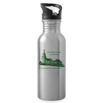 Osterburg Weida Vogtland grün - Trinkflasche mit integriertem Trinkhalm - Lightsilver - Rechts