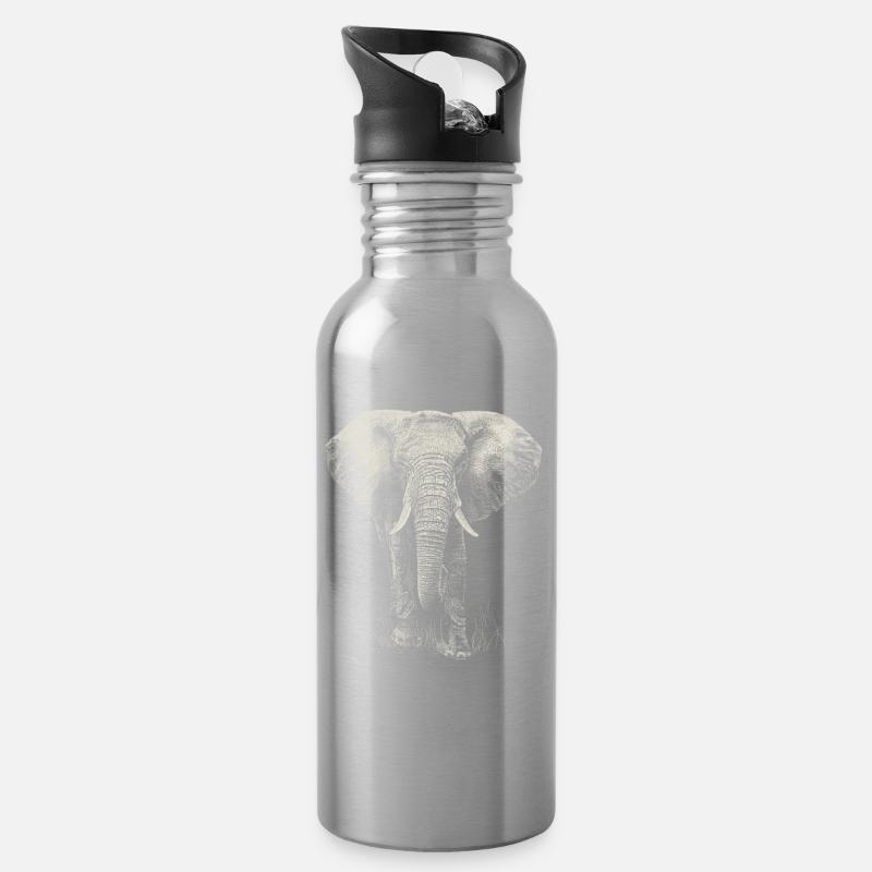 Elephant - Water bottle with straw - silver