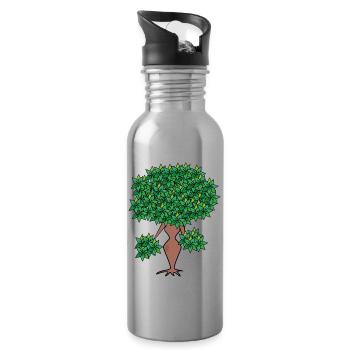 weiblicher Baum/female tree - Trinkflasche mit integriertem Trinkhalm - Lightsilver - Rechts