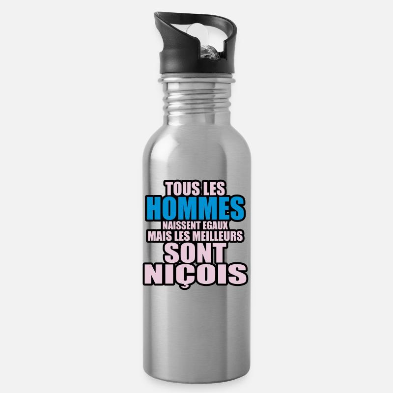 les meilleurs sont niçois - Gourde avec paille intégrée - argent clair