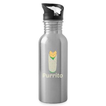 Purrito - Cats burrito purr cat kitten - Water bottle with straw - silver - Right